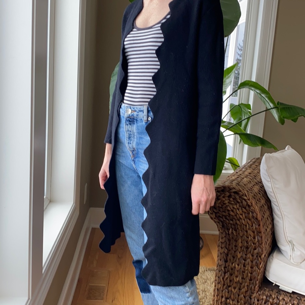 Vertigo Long Black Sweater Cardigan Coat